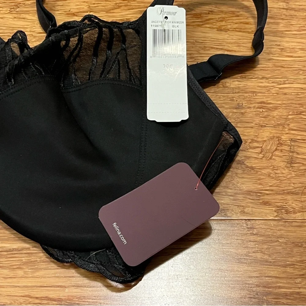 NWT! Paramour by Felina Angie Front Close Minimizer Elegant Black Lace Bra. 38G - Picture 13 of 14